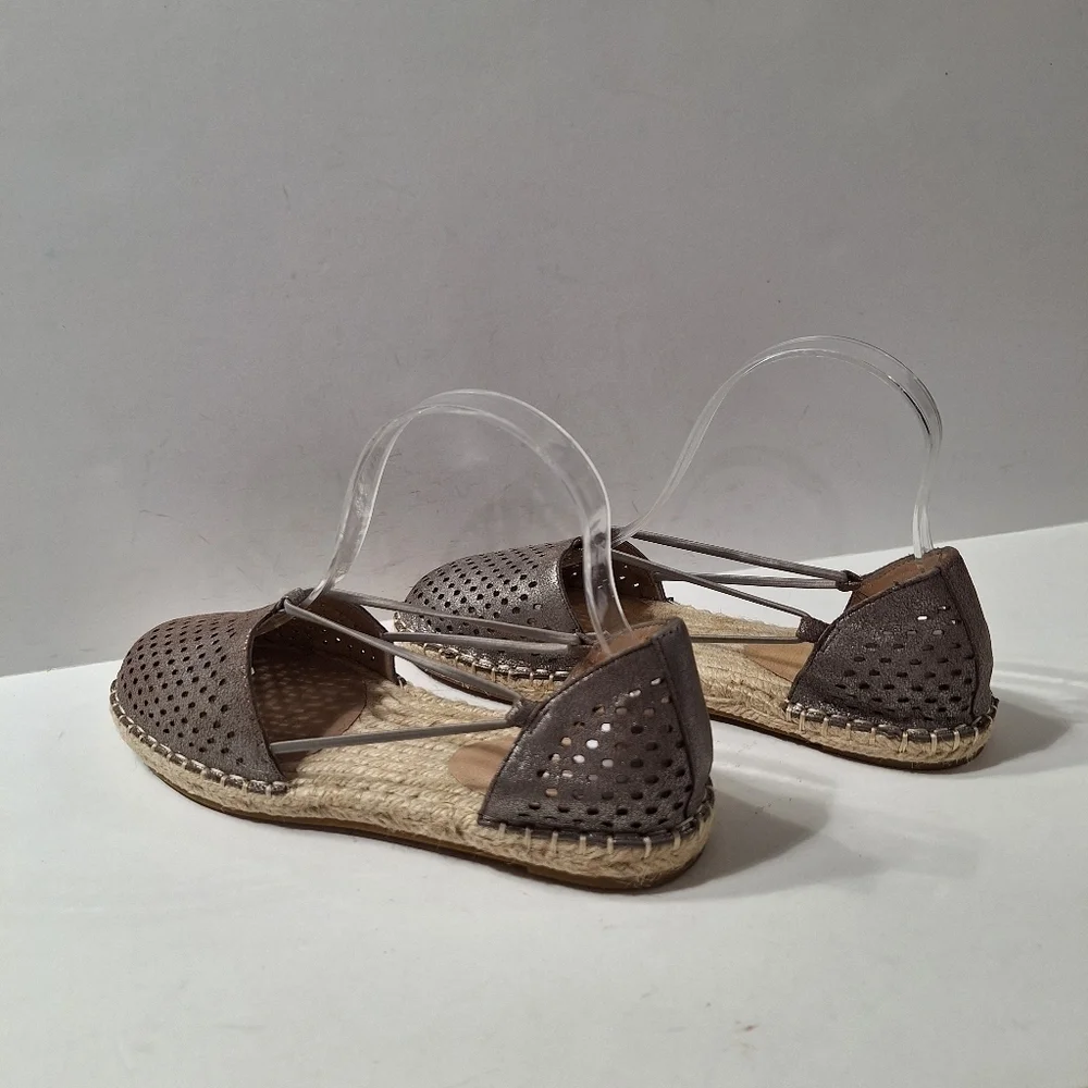 Eileen Fisher (NEW) Leather Mica Quiet Luxury Metallic Lee 2 Espadrille Shoes 6